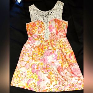 Lilly Pulitzer Size 4 EUC Reagan Dress Orange and pink floral print